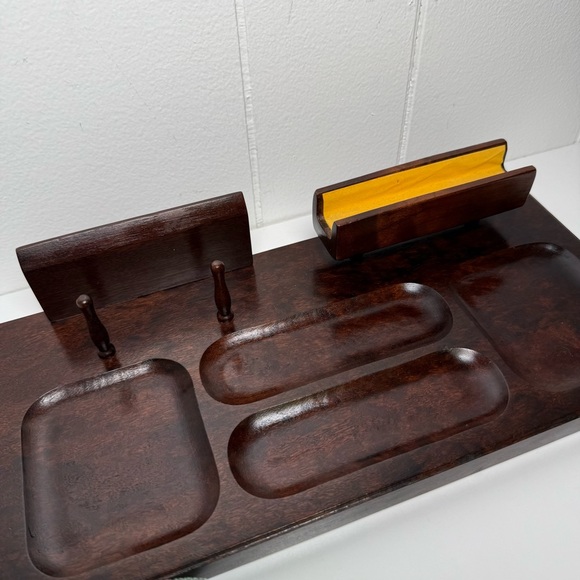 Vintage MCM Wooden Dresser Top Valet Jewelry Organizer Dresser Caddy - Picture 4 of 12